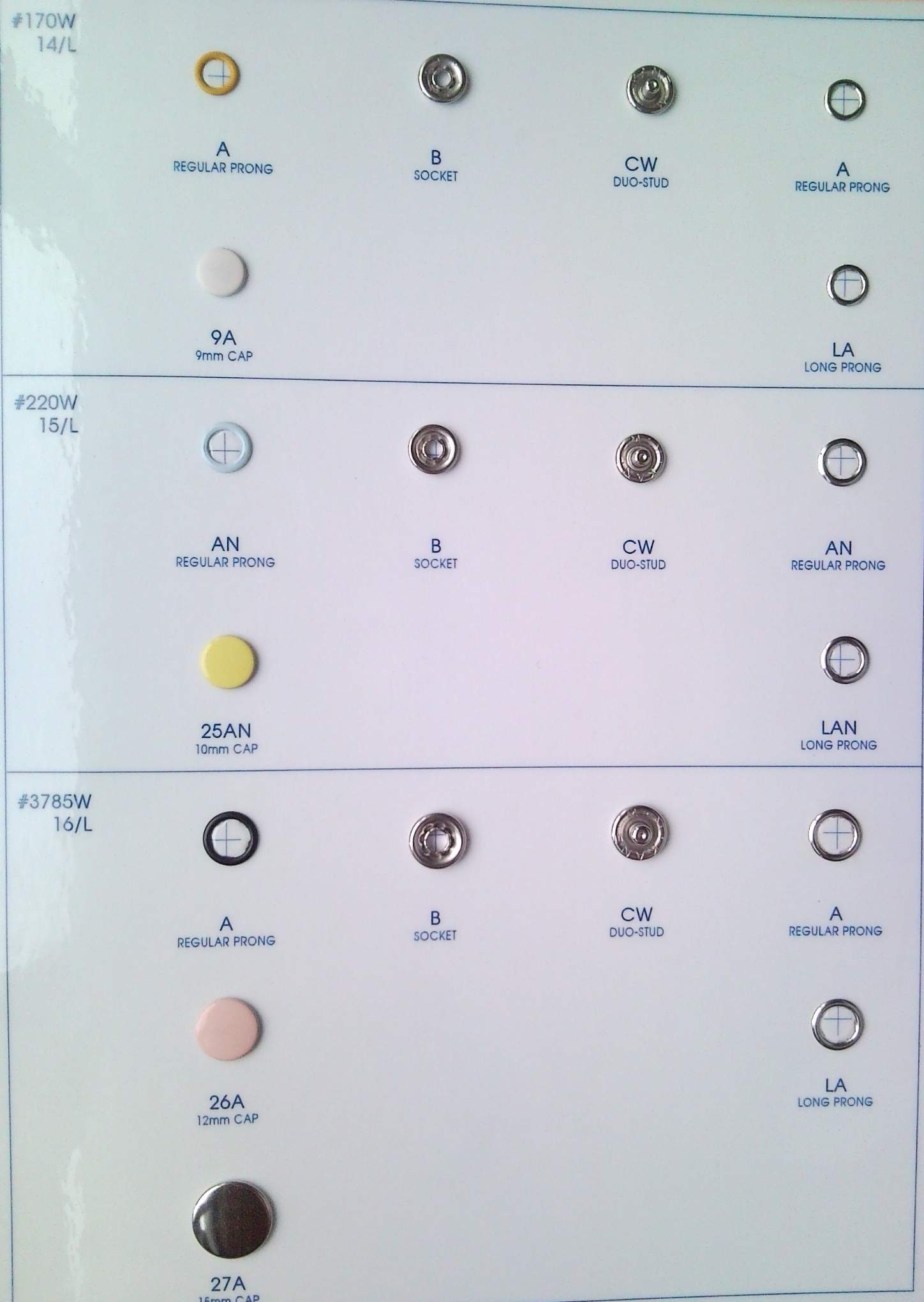 RING PRONG PRESS FASTENERS