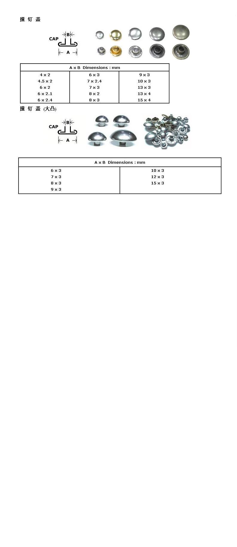 撞釘腳 , 撞釘蓋 & 撞釘蓋( 大凸 )