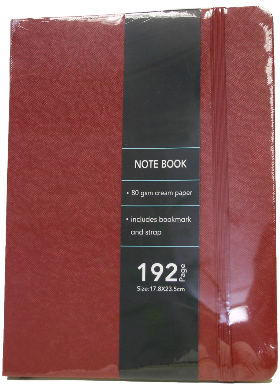 Pattern paper swatch cover note book, size 7" x 9 1/4" red(紅色壓文紙記事本)