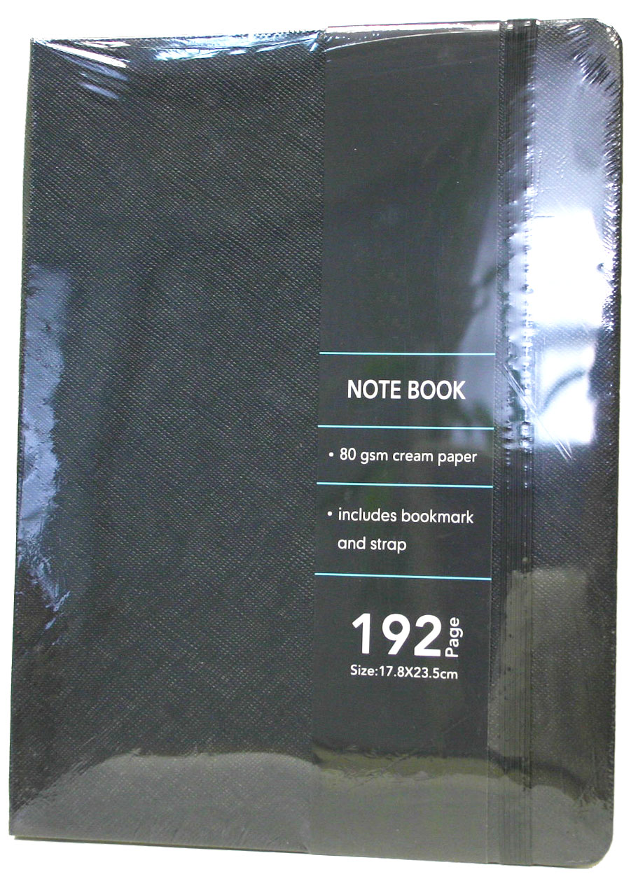   Pattern paper swatch cover note book, size 7" x 9 1/4" black(壓文紙記事本)