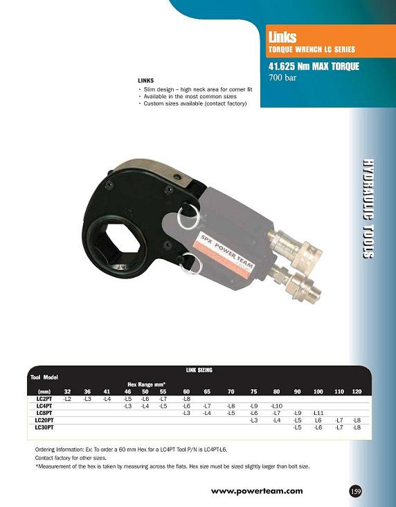 Link Torque Wrench  LC Series - 41.625NM Max Torque - 700 bar 