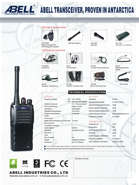 Handheld two way radio walkie talkie