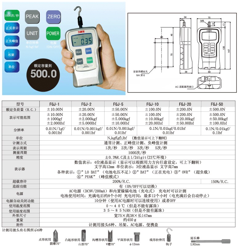 Shimpo (Nidec) 力新寶  FGJ  數字式測力儀