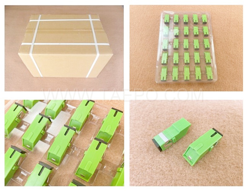 Singlemode simplex SC/APC fiber optic adapter with shutter