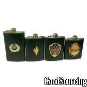 Genuine Leather Covered S/S Hip Flasks