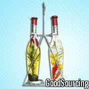 GOB3328 Cooking Oil Packaged in Two 13-inch Culinary Art Bottles, with Rack