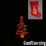 FXT0010-RA Battery-Operated Optical Fabric Christmas Tree Stocking with 4 Lights