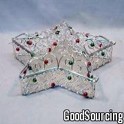 JB0203 Star-Shaped Metal Wire Gift Box with Decorative Beads