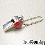 3175 Metal Whistle Hang Tag Interlinked with a String of Beads