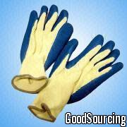 K10L1-BE Gauge 10 Kevlar Machine-Knitted Gloves with Blue Latex Palm Coating