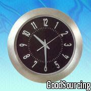 N907 Aluminium Wall Clock with Glass Lens, Black and White Dials Available