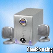 SP-801 Silver Speaker System with Built-In Amplifier and FM Radio Function