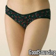 HTB-004 Women's Black Mini Jacquard Briefs with Small Red Flower Design