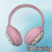 SBRJD-050131-P Handcraft Knitting Earmuff in Pink with White Ornament