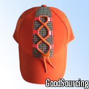 HT04A02-160 100% cotton baseball cap with printing and a tie on the front panel