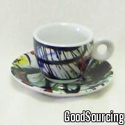 J124-04 2.5 oz Coffee Cup with Saucer Set