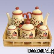 B64ZN064 Farm-Themed Ceramic Dinnerware with Pepper/Salt Shaker