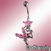 DANG-002-B Fairy Dangle with a Curved Stem, Made from 316L Surgical Stainless Steel