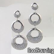 AE-5070 Stunning Round Earrings with Pave Stones