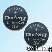 CR1025/CR1216 3V Lithium/Manganese Dioxide Button Cell with Maximum Dimensions of 10 x 2.5mm