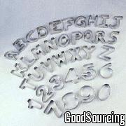 37-10086 Stainless Steel Cookie Cutter Set in Alphabet and Number Series