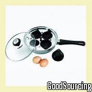 A055 Stainless Steel Egg Poacher with 4/6 Non-stick Cups in Shiny Finish