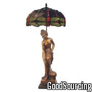 Bronze Sculpture with Tiffany Lamp