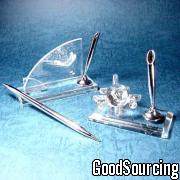 Crystal Paperweight Pen Stand Name Card Holder Ornament