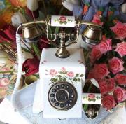 handpainted wooden telephones