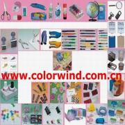 stationery, stapler, sharpener, punch, remover, cutter, scissors, glue, ruler, eraser, correction tape, tape dispenser