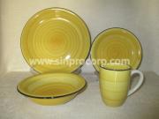 2014 new design 16pcs stoneware handpainted dinner set - both sides brused