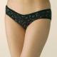 HTB-004 Women's Black Mini Jacquard Briefs with Small Red Flower Design