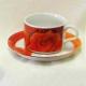 J124-02 Coffee Cup and Saucer Set Decorated with Rose-Design Decal