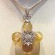 JHP1284 Elegant Cross Pendant with Yellow Rutilated Quartz in RH Plating