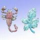 YMY-2005B001 Zinc Alloy Costume Brooches in Scorpion and Leaf Shapes