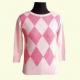 767150 Ladies' Crew Neck Argyle Intarsia Pullover with Long Sleeves